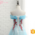 New Model A Line Elegant Blue Embroided Flower Lace Wedding Dress 2017